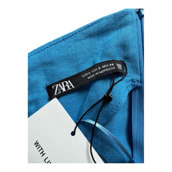 ZARA | NWT Linen Blend Halter Midi Dress in Sky Blue, Size Small - Picture 9 of 12